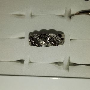 Sterling silver champagne and white diamonds ring